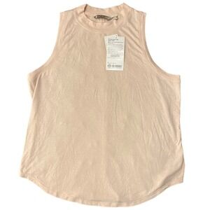 NWT Athleta Womens Cloud light Rib Trim Tank Top Knitted Crew Neck Cream Size L
